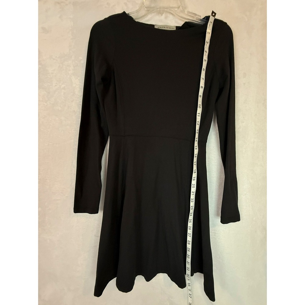 Athleta XXS Black Long Sleeve Fit & Flare Dress Stretch Travel Casual - Picture 4 of 11